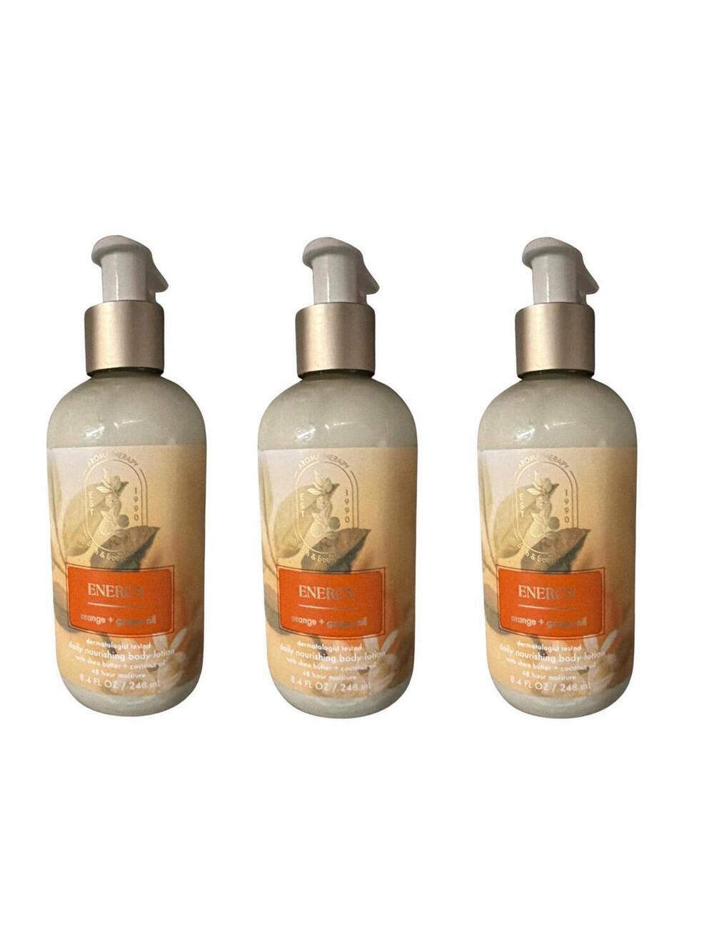 Bath & Body Works Aromatherapy Energy Orange Ginger Body Lotion 8.4 oz 3 Pack